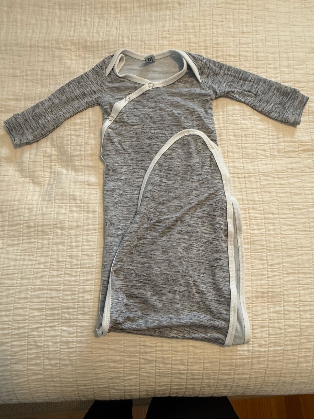 Copper Pearl "Asher" Heather Gray Newborn Knotted Sleep Gown Side Snap